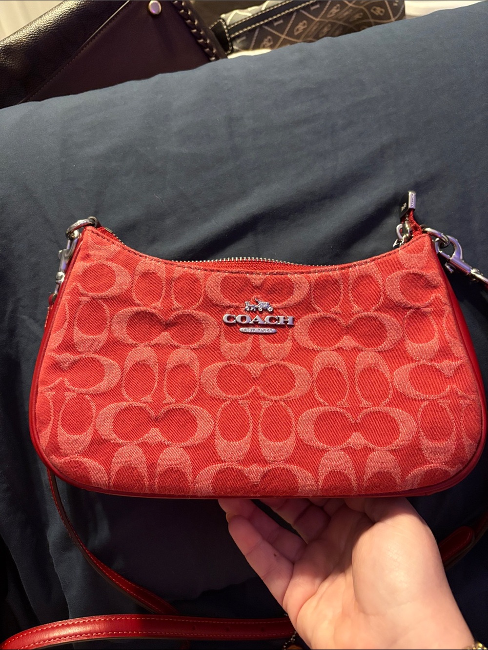 Coach Red Denim Teri Shoulder Bag